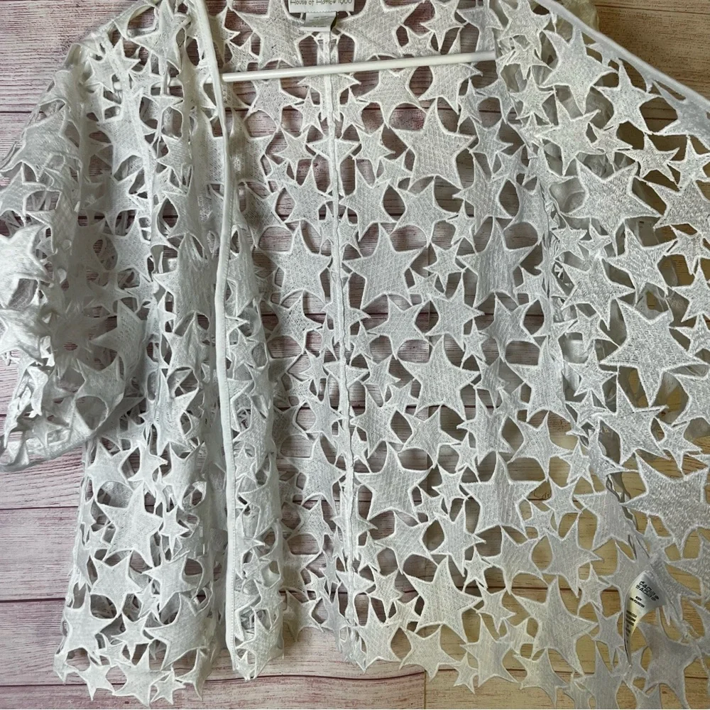 House of Harlow 1960‎ White Open Front Star Lace Cardigan One Size